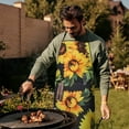thumbnail image 4 of Black Sunflower White Flower Pattern Apron-Garden Aprons for Women with Pockets-Cotton Linen Waterproof Kitchen Cooking Gardening Aprons Adjustable for Kitchen,Cooking,BBQ and Salon 33x27 Inch, 4 of 7