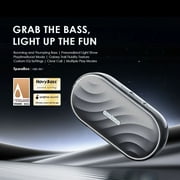 Oraimo Portable Bluetooth Speaker with LED Lightshow, 30 Hours Playtime, Portable Speaker with Mics for Call and Meeting, Gray