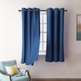 thumbnail image 4 of Langgg 2 Pcs Rideau Occultant pour Fenêtre de Maison Salon Chambre Design à Illets en Microfibre Pare-Soleil, Bleu, 4 of 7