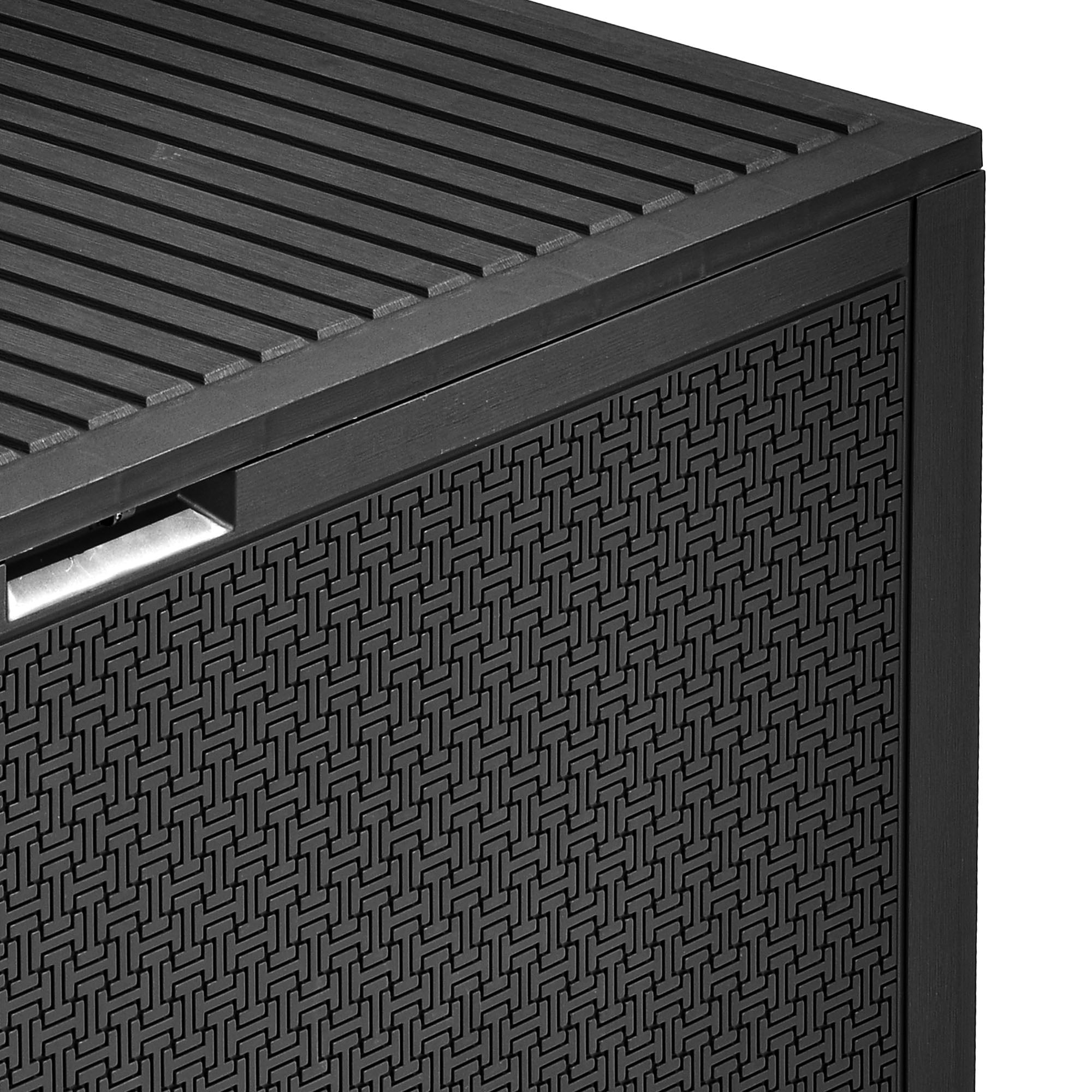 Uforic 90 Gallon Resin Outdoor Deck Box, Waterproof UV Resistant Lockable Storage Box with Handles, Black