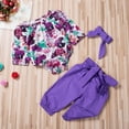 thumbnail image 3 of Newborn Baby Girls Long Sleeve Flower Print Romper + Solid Color Pants+ Bow Hairband Clothes, 3 of 9