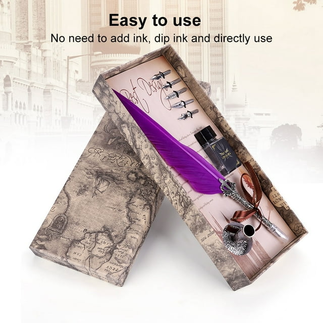 Avec 5 Punaises pour Stylo, Stylo Plume, Stylo Plume, Boîte Cadeau Style Européen Rétro pour Amis et Famille