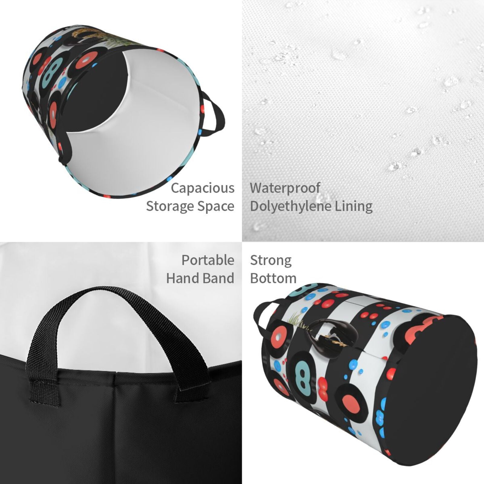 Large Laundry Basket with Handles - Pineapple With Black Glasses Kids Baby Dirty Clothes Laundry Hamper for Bedroom Aesthetic