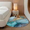 thumbnail image 4 of 6ft Washable Round Rug, Modern Water Ripple Non-Slip Circle Area Rug for Living Room Bedroom, Green Gold Marble Texture Indoor Floor Mat for Home Decor, 4 of 9