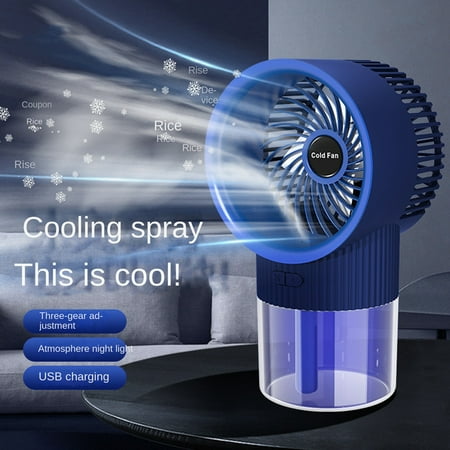 

Cooling Fan Mist Air Conditioning Fan USB Charging Humidification Spray Silent Small Fan Office 1