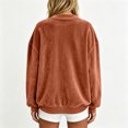 thumbnail image 4 of Stralyhd Relax Loungewear V Neck Velour Jacket Women Oversized Sweatshirt Chill Casual Tops Fashion Fall Movie Night Outfits Jackets with Pockets Saffron XXL, 4 of 5