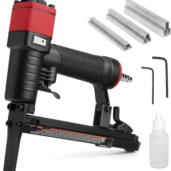 22 Gauge 3/8-Inch Crown Pneumatic Upholstery Stapler with Long Nose, Air Stapler Kit, with 6000 Staples, 1/4-Inch to 5/8-Inch