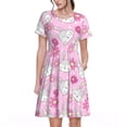 thumbnail image 1 of Balery Sunflower Rabbit Vestidos sueltos de manga corta para mujer, vestidos de verano 2025, vestidos casuales de corte A con vuelo., 1 of 6