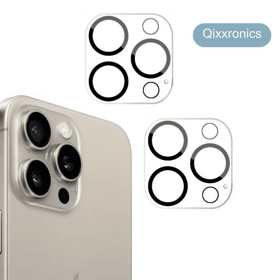 2-PACK Qixxronics for iPhone 16 Pro Max Camera Lens Protector Tempered Glass Clear