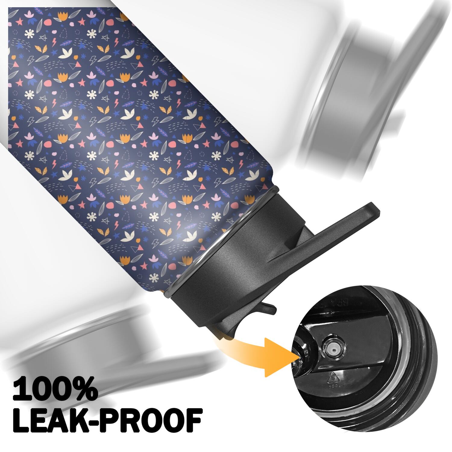 Modern 18 oz Insulated Stainless Steel Water Bottle with Straw & Cleaning Brush , Leakproof, BPA-Free, 304 Stainless Steel, Wide Mouth, Travel Mug for Car, Gym, Office