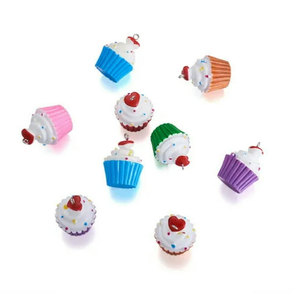 U8MO Resin Cup Cake Pendants Mini Cute Dangle Charms Crafting Jewelry Making 30~32mm-10pcs