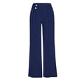 thumbnail image 5 of VERUGU Dress Pants Women Wide Leg Pants High Waisted Business Work Trousers Long Straight Suit Pants Casual Loose Solid Comfortable Office Dress Pants Slack Summer Outfits Blue XL, 5 of 7