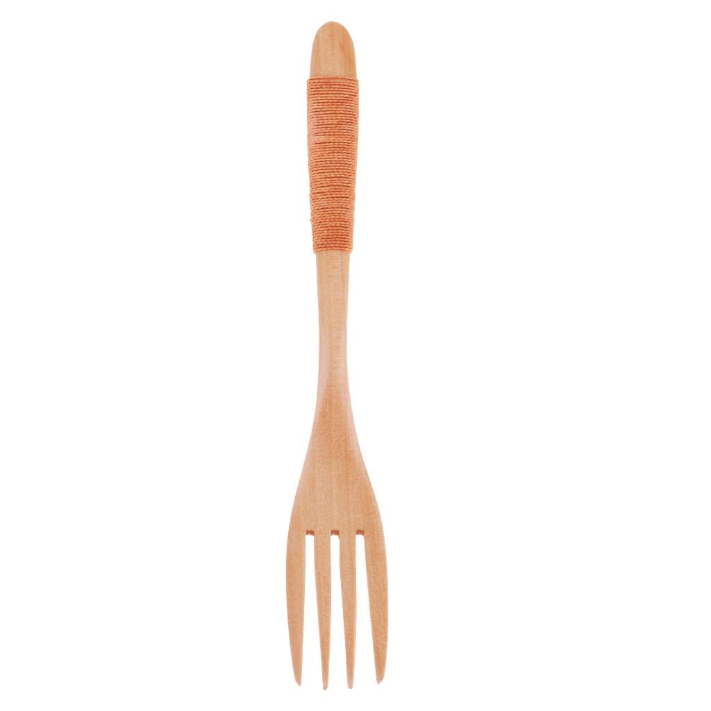 Wooden Spoon Fork Portable Cutlery Cooking Soup Teaspoon Tableware Utensil 