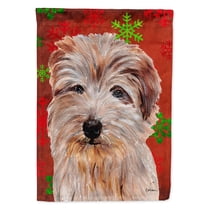 Norfolk Terrier Red Snowflakes Holiday Flag Canvas House Size