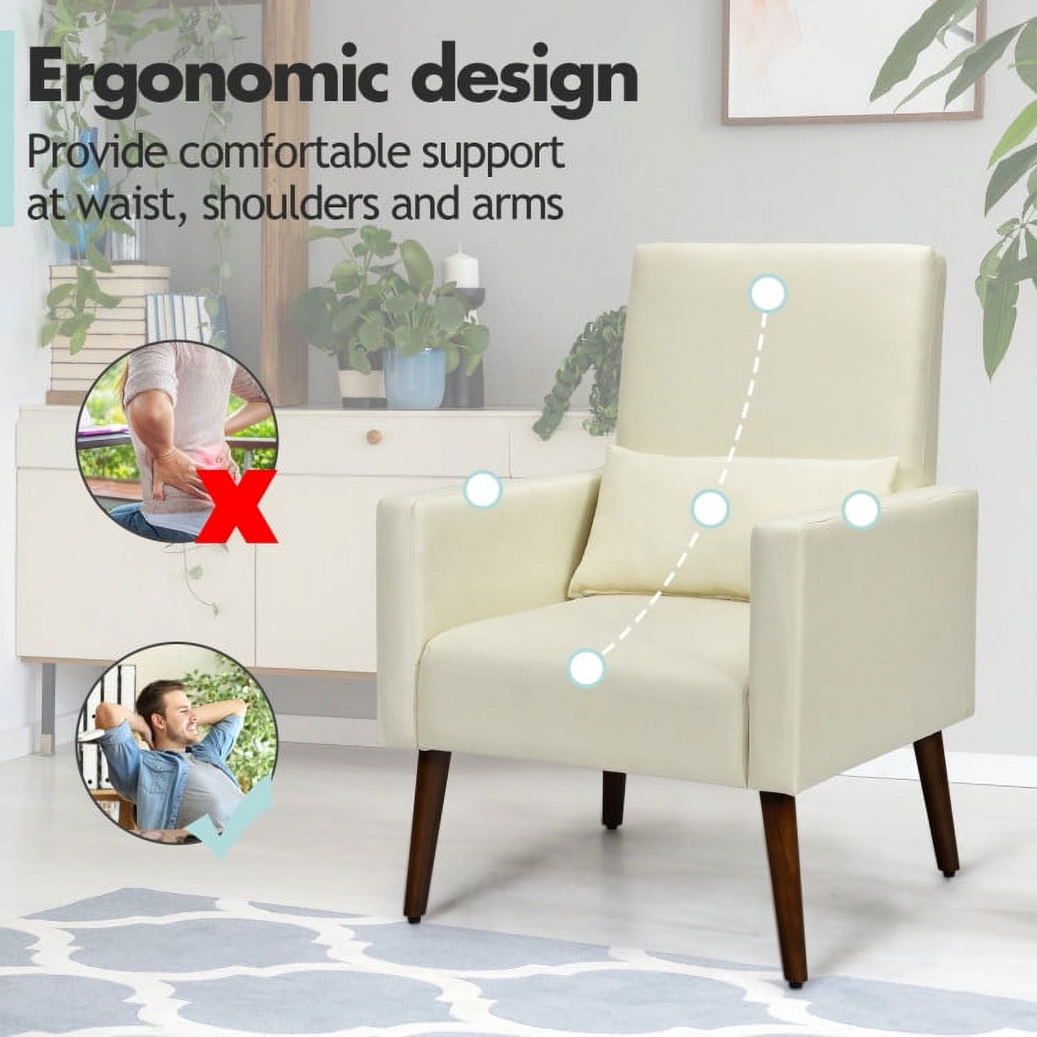 Finihen Rocking Chair, 2-in-1 Fabric Upholstered Rocking Chair, Armchair with Pillow, for Living Room, Beige Finihen Rocking Chair, 2-in-1 Fabric Upholstered Rocking Chair, Armchair with Pillow, for Living Room, Beige