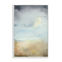 Stupell Industries Soft Fluid Landscape Abstract Painting White Framed Art Print Wall Art, 16 x 24