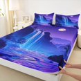 thumbnail image 3 of Homewish Natural Landscape Waterfall Full Size Sheets,Chic Scenery Bed Sheets,Purple Galaxy Sheet Sets For Girls Boys,Breathable Home Decor,4 Pieces, 3 of 7
