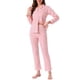 thumbnail image 1 of Conjunto de lounge para mujeres INSPIRE CHIC de algodón, con botones, estampado de patrón lindo, manga larga, cuello con muesca, conjunto de pantalones con bolsillos, pijama L Cherry, 1 of 6
