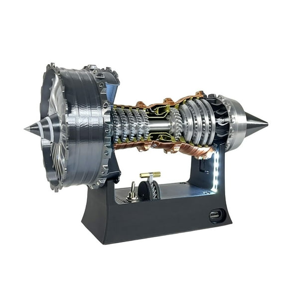 TR900 Adjustable Speed Turbofan Engine Model - Educational Turbojet Engine Toy with Light for Adults (25CM)