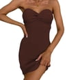 thumbnail image 5 of Fortune Women Knit Strapless Tube Mini Dress Twisted Front Off Shoulder Bodycon Dress, 5 of 5