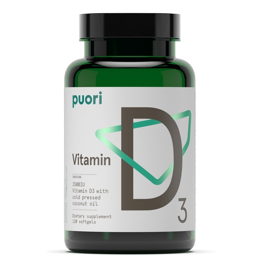 Puori D3 Vitamin D3 with ColdPressed Coconut Oil 2500 IU 120