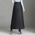 thumbnail image 7 of Lovskoo Womens Winter Warm Button Up Padded Quilted Midi Long Puffer Skirt with Pocket Black, 7 of 7