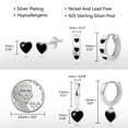 thumbnail image 4 of Lancharmed Women's Earrings 3 Pairs Set Black Oil Drop Dangle Love Silver Plated Earring Gifts for Women, 4 of 7