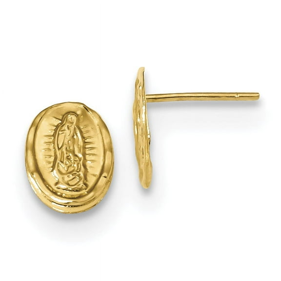 Primal Gold 14 Karat Yellow Gold Our Lady of Guadalupe Post Earrings