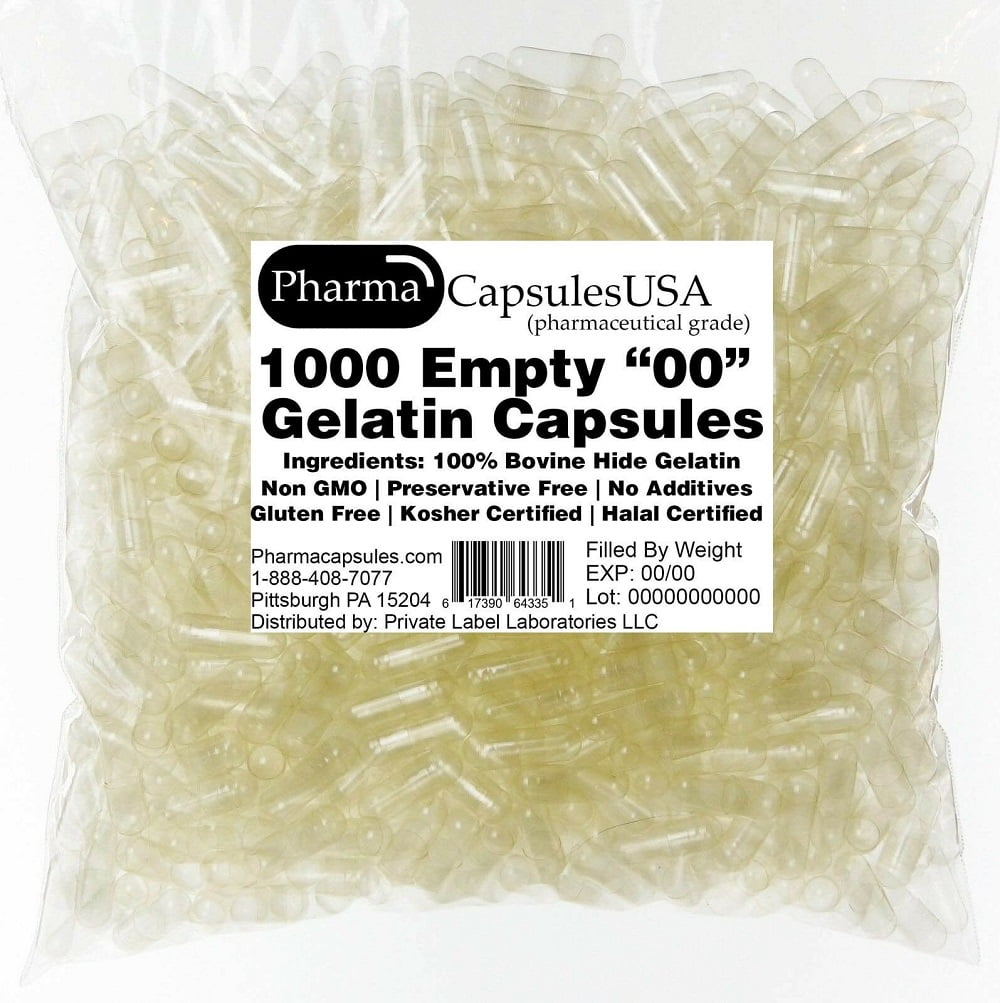1000 Empty Gelatin Capsules Size 00 Bulk Kosher Halal 1,000 Gel Caps
