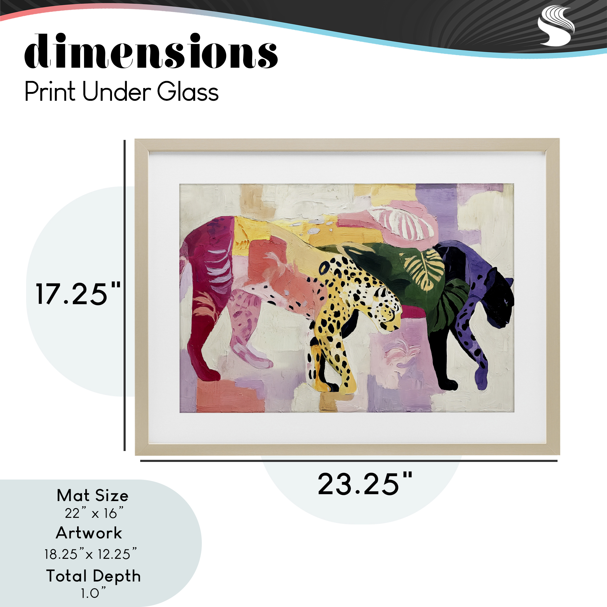 Candy Cats Tropical Wildlife Birch Framed Print Under Glass, design by Annabelle Hall