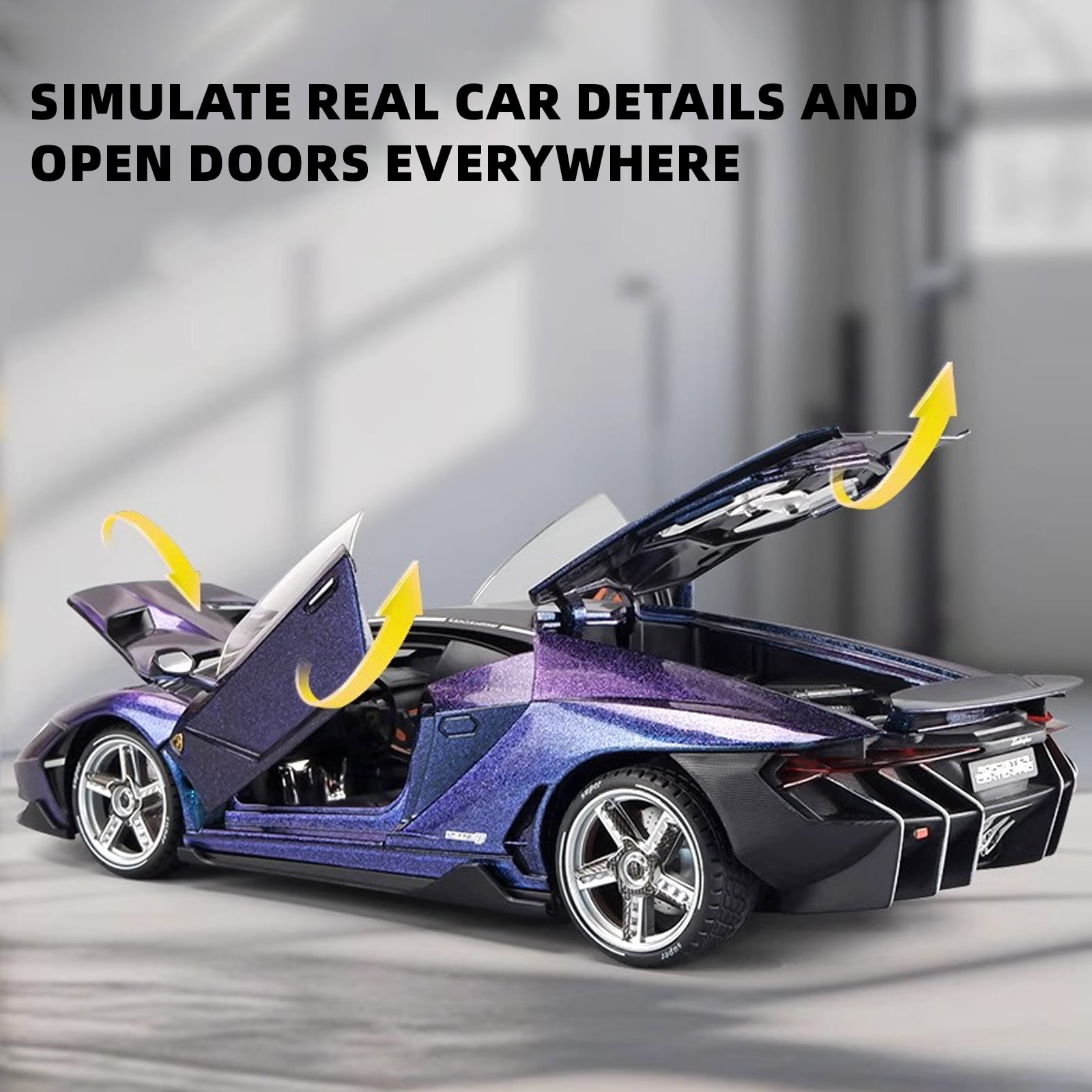 Anmyjuly 1:18 scale LP770 sports car model kits with Alloy Body, Shock Absorption Tires, Simulated Lights & Sound, Steerable Front Wheels & Adjustable Rear Wing, die cast metal toy cars