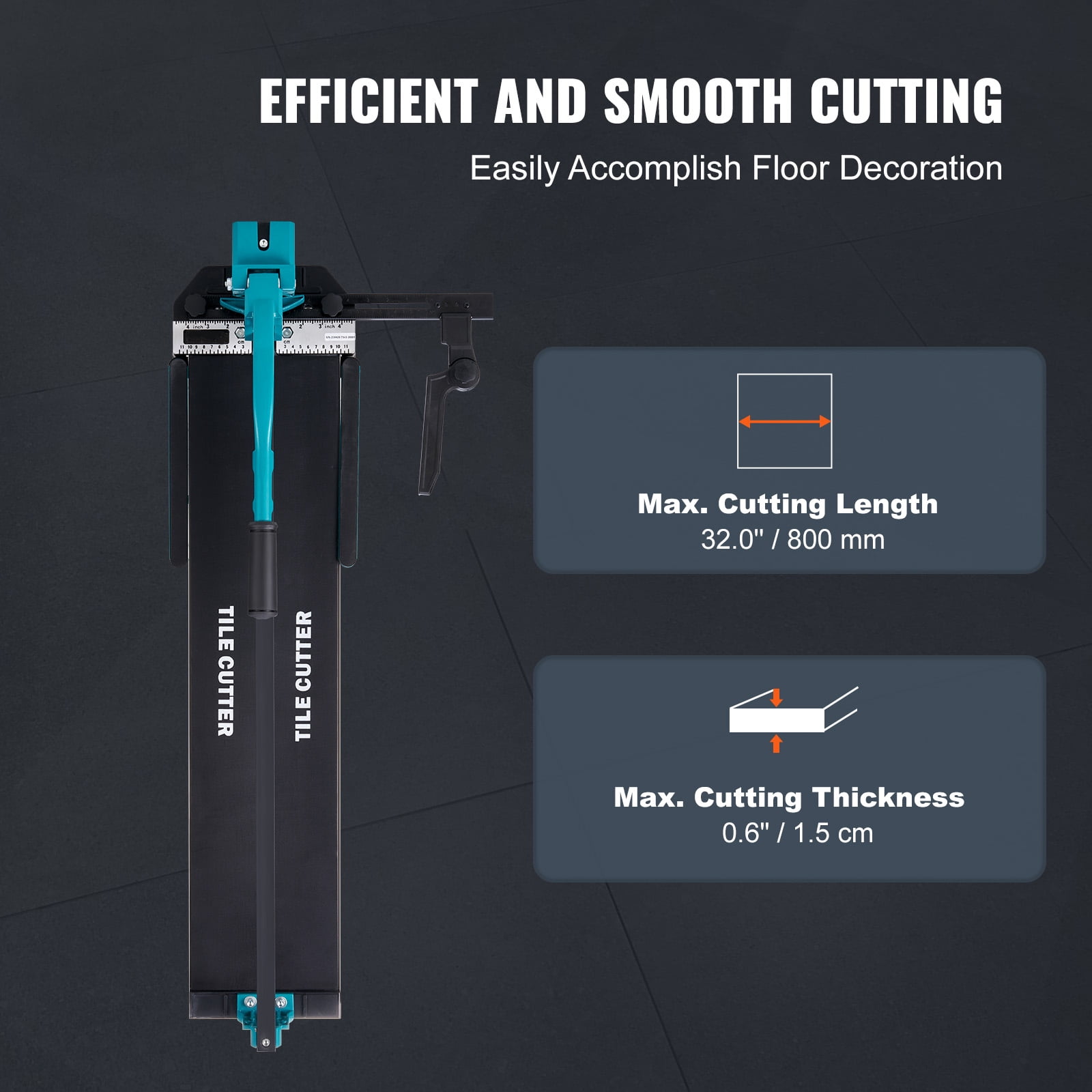 KFFKFF Manual Tile Cutter Cutting Machine 32" with Infrared for Porcelain Ceramic