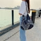 thumbnail image 3 of Bolso de hombro, bolso bohemio, bolso de lona de algodón, bolso de mano, cierre de vacaciones, un solo hombro Negro, 3 of 9