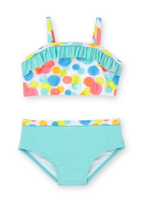 Baby Girl Circle Print Ruffle Bikini Swimsuit
