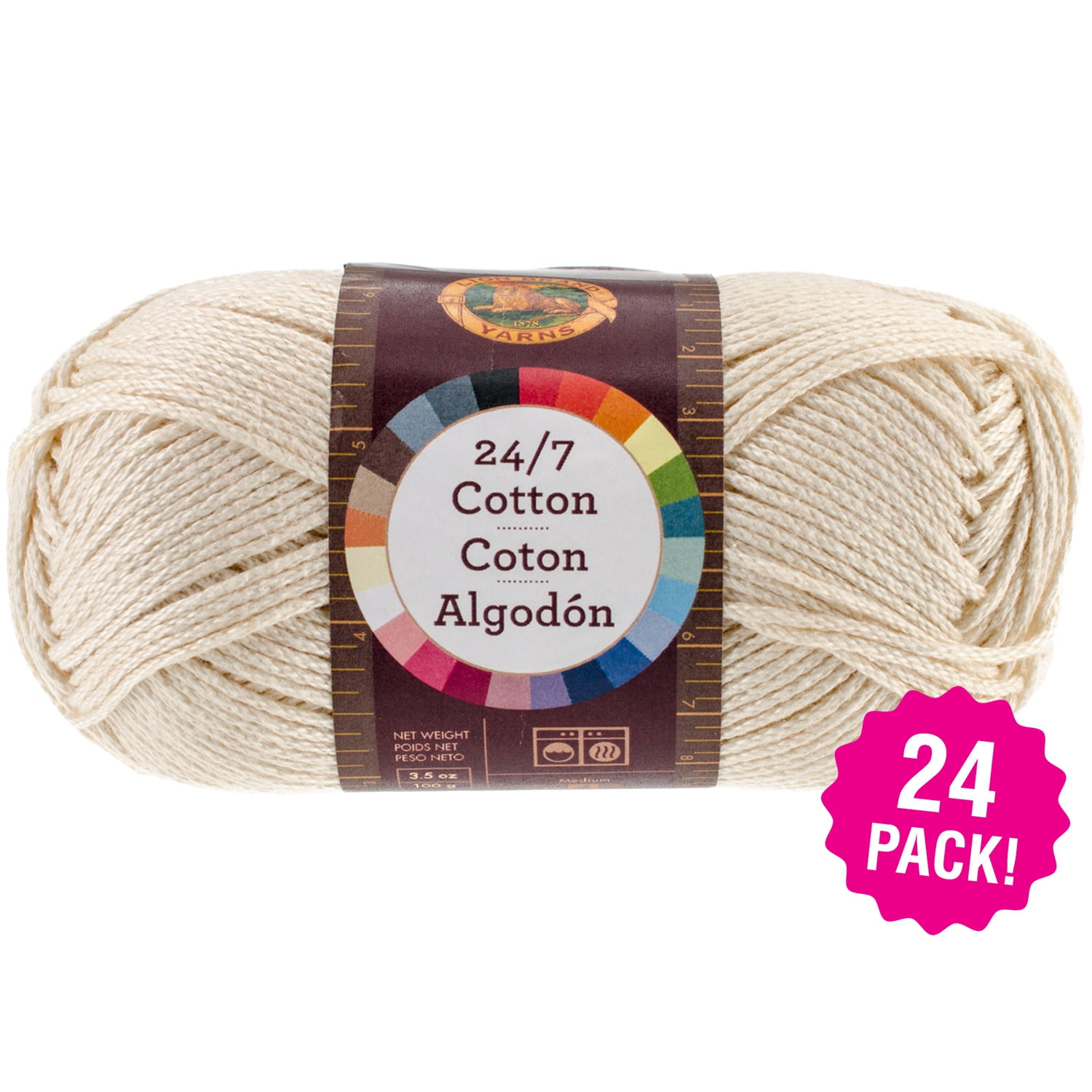 Lion Brand 24/7 Cotton Yarn Ecru,