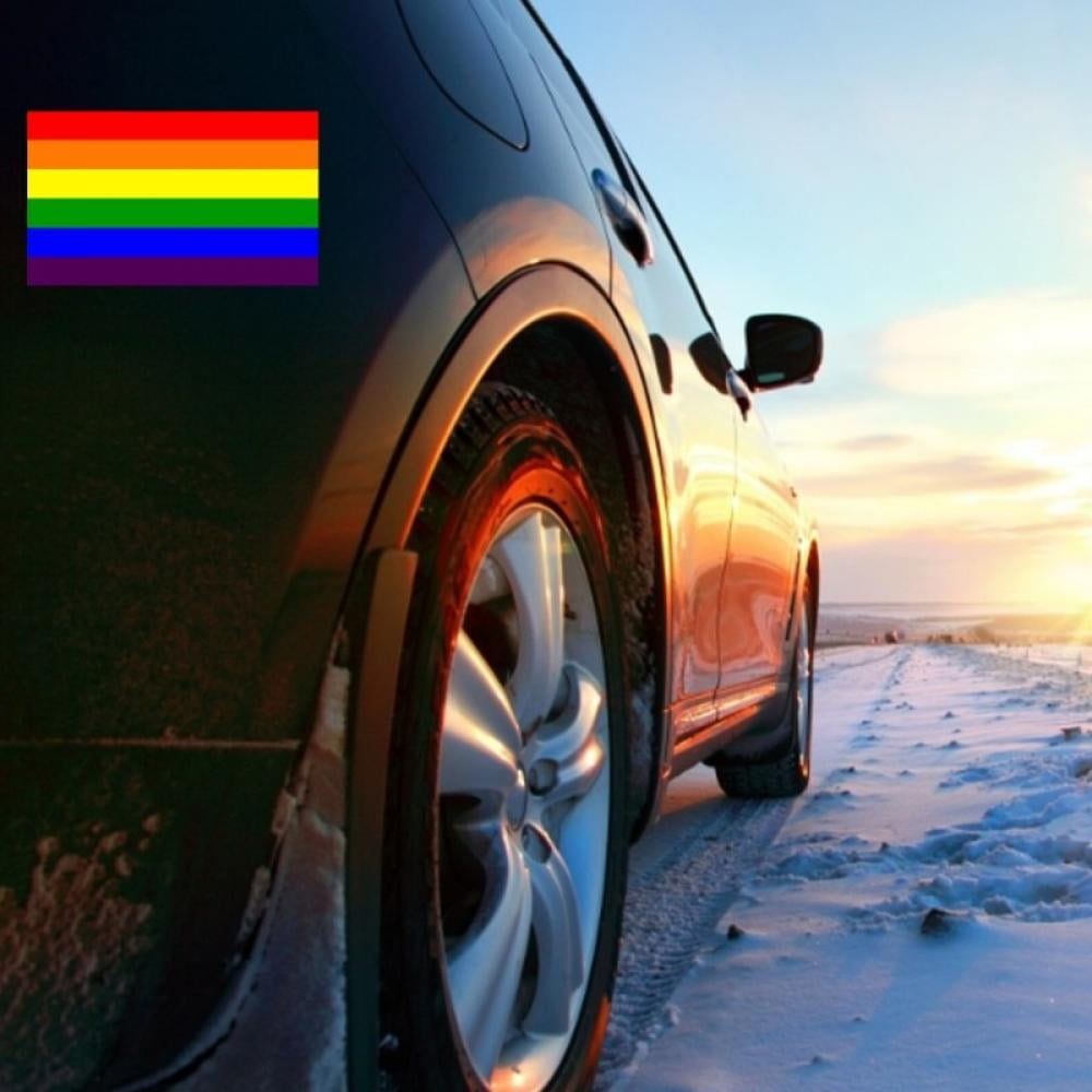 1pcs Gay Pride Rectangle Rainbow Flag Sticker LGBT Reflective Car Window Decal 