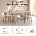 thumbnail image 3 of COLAMY 5 Piece Dining Room Table Set for 4-6 People, 72" Large Oak Veneer Wood Dining Table with Upholstered Chairs, Mid Century Modern Kitchen Furniture Set, Natural & Blue, 3 of 13