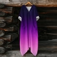 thumbnail image 4 of aohooy 3/4 Sleeve Loose Fitting Dress for Women Gradient Color Flowy Maxi Dress V Neck Dressy Casual Summer Sundress with Pockets Purple,M, 4 of 7