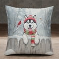 thumbnail image 2 of Playful Siberian Husky Welcomes Winter Snowy Day with Cardinal Bird Pillowcase Double Sided Husky Dog Lover Gifts Pillow Case Covers - 2017, 2 of 3