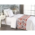 thumbnail image 2 of Ethnic Bed Runner, Ikat Style Watercolor Design Ornaments with Bohemian Influences, Decorative Accent Bedding Scarf for Hotels Homes & Guest Rooms, Twin, Vermilion Sea Blue and White, by Ambesonne, 2 of 3