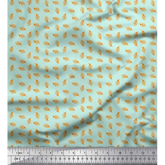 Soimoi Japan Crepe Satin Fabric French Horn Musical Instrument Printed Craft Fabric by The Yard 42 Inch Wide