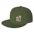 thumbnail image 1 of DouZhe Flat Brim Cap Snapback Hat, Big Head Caveman Prints Adjustable Green Adult Baseball Cap, 1 of 6