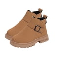 thumbnail image 2 of BRGZLK Girls Snow Boots Winter Fashion Cute Low Heel Anti-Slip Warm Short Booties Outdoor Hiking Walking Shoes for Little Kids/Big Kids Khaki 12.5 Little Kids, 2 of 7