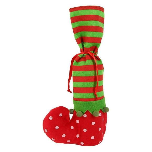 Cubierta para botella de vino de Navidad JanHm diseño de pies 35 cm x 20 cm Tela No tejida