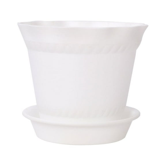 Uxcell Office Plastic Desktop Decor Flower Plant Pot Planter Holder White 10cm Dia