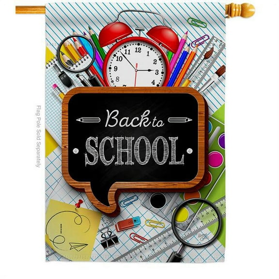 Breeze Decor H115237-BO School Time Education Back to 28 x 40 in. Double-Sided Decorative Vertical House Flags for Decoration Banner Garden Yard Gift
