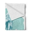 thumbnail image 2 of Beach Saying Soft Flannel Fleece Throw Blanket, Illustration of a Surfboard Ornamented with Tropical Flowers, Cozy Plush for Indoor and Outdoor Use, 50" x 70", Pale Blue Teal, by Ambesonne, 2 of 5