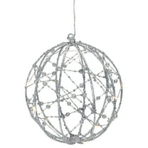 Northlight LED Lighted Silver Wire Christmas Ball Decoration - Warm White Lights - 8"