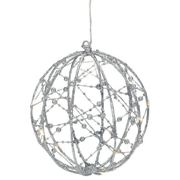 Northlight LED Lighted Silver Wire Christmas Ball Decoration - Warm White Lights - 8"