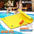 thumbnail image 2 of MADOG 8' x 6' Water Floating Mat, 3-Layer Tear-Resistant XPE Foam Water Floating Pad Lily Pad for Pool Lake River Ocean Outdoor Water Activities, Yellow, 2 of 11